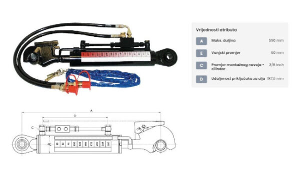 Poluga hidraulična L-440/590 mm