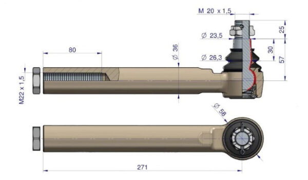 Krajnik M22x1,5 L-270 mm