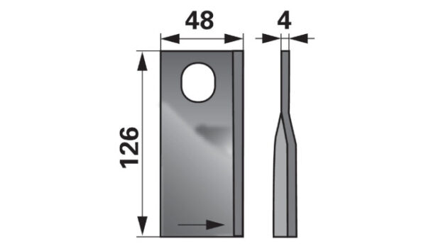 Nož roto kose lijevi 126x48x4 mm CLASS