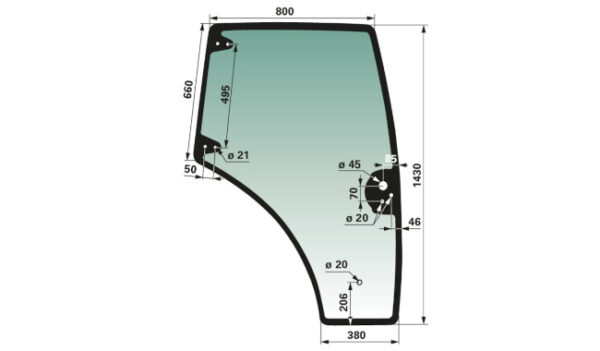 Staklo vrata desno FIAT