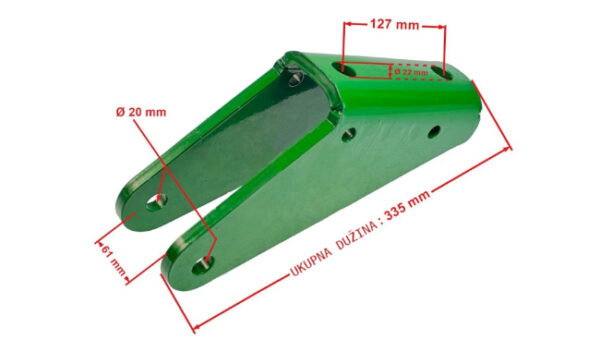 Nosač poluge Ø20 mm 335×61 mm John Deere